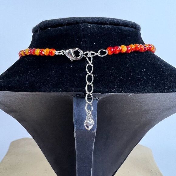 Vintage Y2K Stone Heart Beaded Necklace - Beachy Bohemian Fairycore Jewelry - Picture 3 of 5